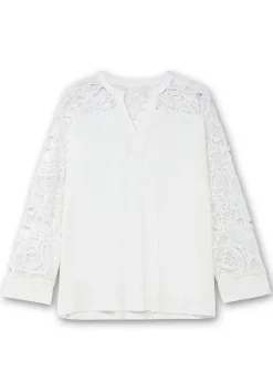 Langarmshirt mit transparenter Spitze