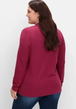 Langarmshirt mit V-Ausschnitt, vorn doppellagig