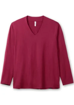 Langarmshirt mit V-Ausschnitt, vorn doppellagig