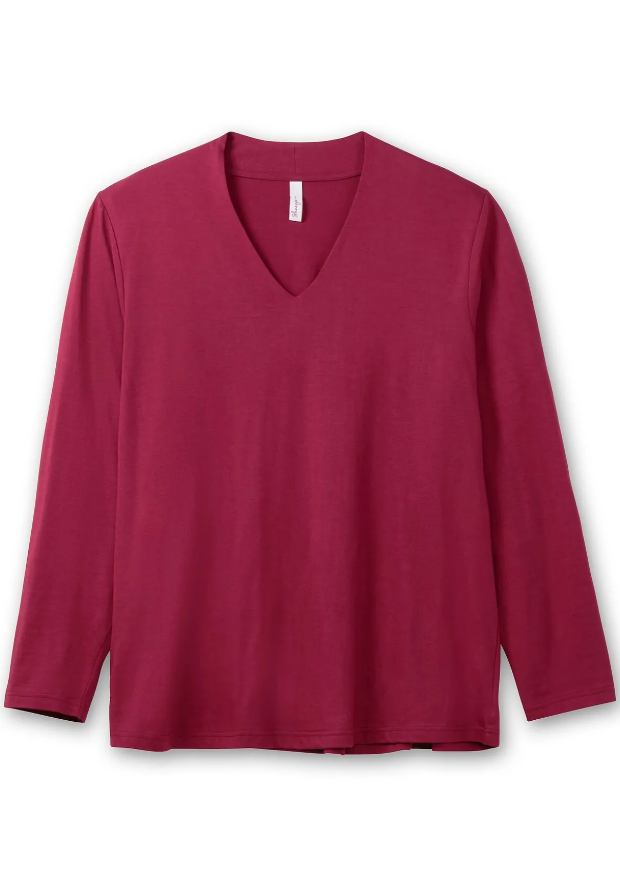 Langarmshirt mit V-Ausschnitt, vorn doppellagig