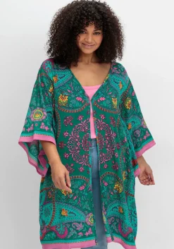 Lange Blusenjacke mit Ornament- und Bordürenprint