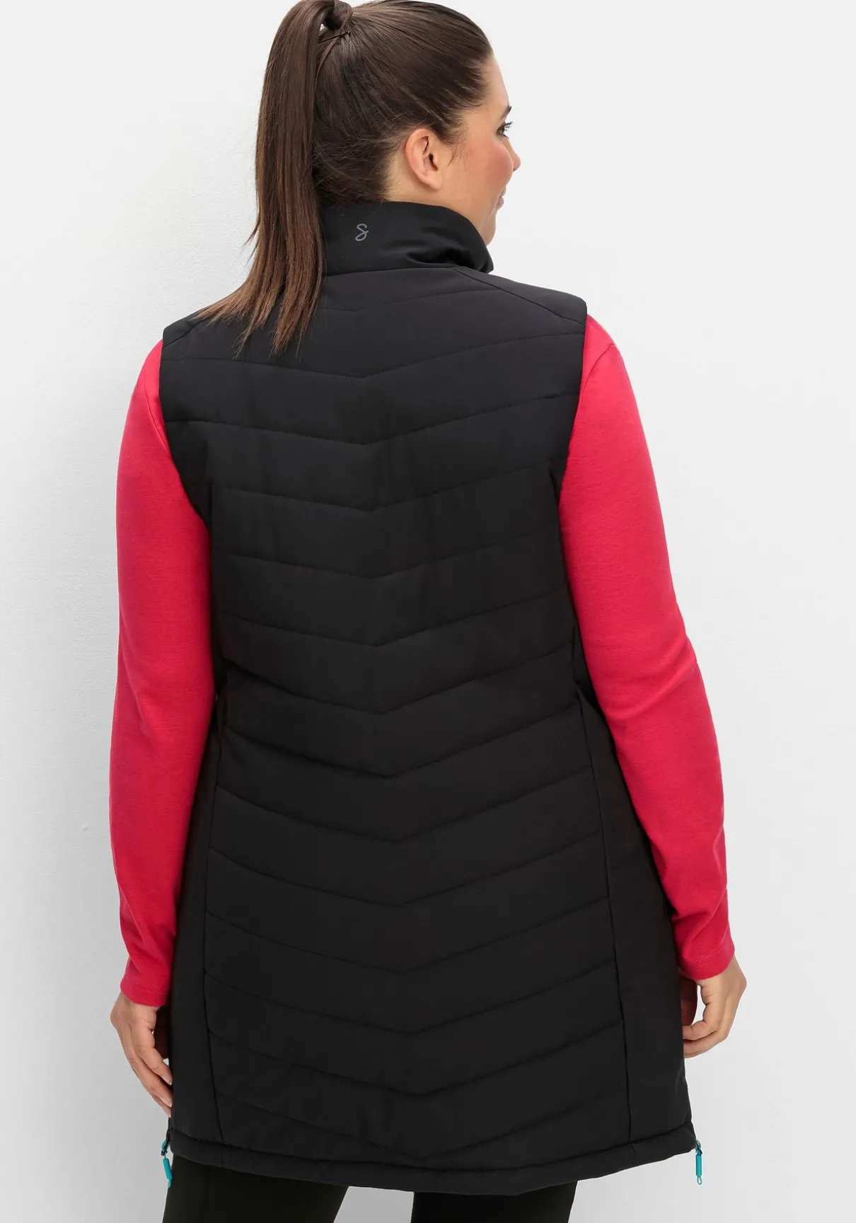 Lange Funktions-Steppweste mit Stehkragen