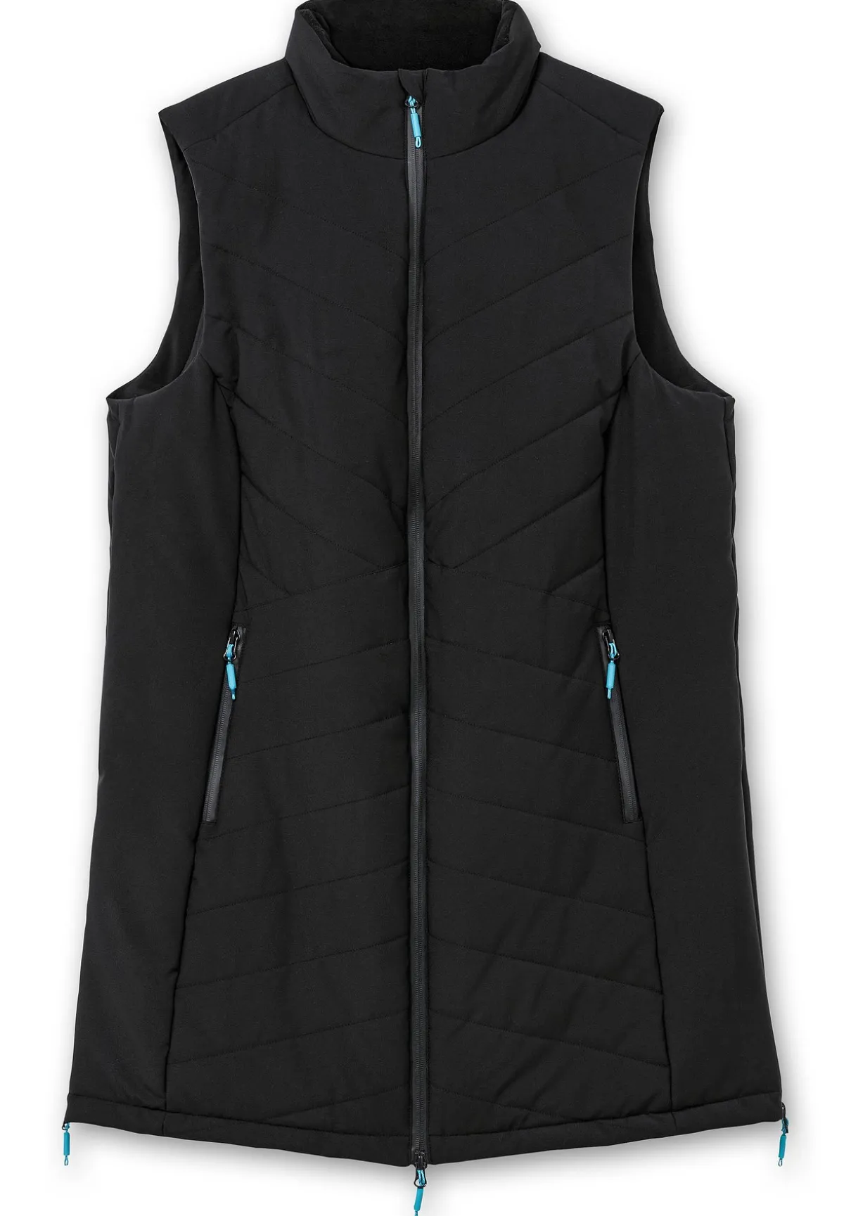 Lange Funktions-Steppweste mit Stehkragen