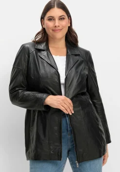 Lange Lederjacke aus Lammnappa, mit Reverskragen