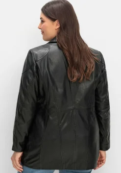 Lange Lederjacke aus Lammnappa, mit Reverskragen
