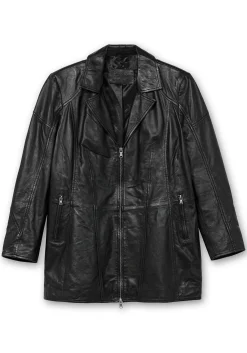 Lange Lederjacke aus Lammnappa, mit Reverskragen