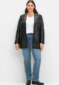 Lange Lederjacke aus Lammnappa, mit Reverskragen