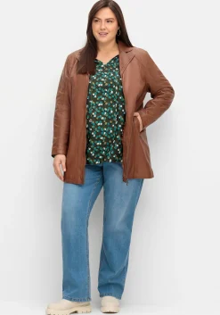 Lange Lederjacke aus Lammnappa, mit Reverskragen