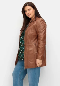 Lange Lederjacke aus Lammnappa, mit Reverskragen