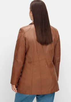 Lange Lederjacke aus Lammnappa, mit Reverskragen