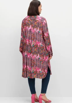 Lange Satin-Hemdbluse im Mustermix