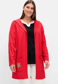 Lange Shirtjacke mit Pailletten-Print im Rücken