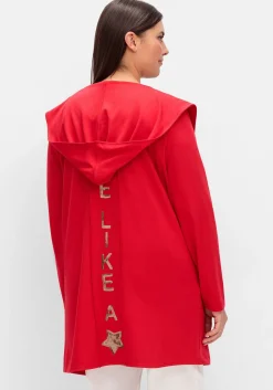 Lange Shirtjacke mit Pailletten-Print im Rücken