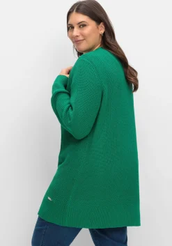 Lange Strickjacke in Grobstrick-Optik, offene Form