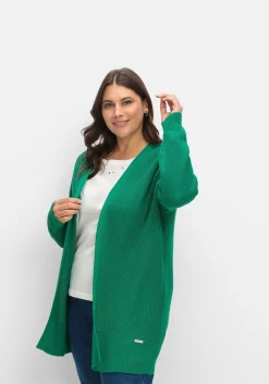 Lange Strickjacke in Grobstrick-Optik, offene Form