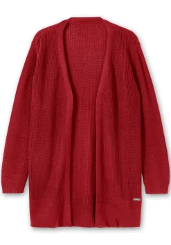 Lange Strickjacke in Grobstrick-Optik, offene Form