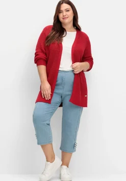 Lange Strickjacke in Grobstrick-Optik, offene Form