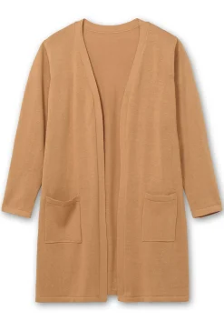 Lange Strickjacke in offener Form, mit Taschen