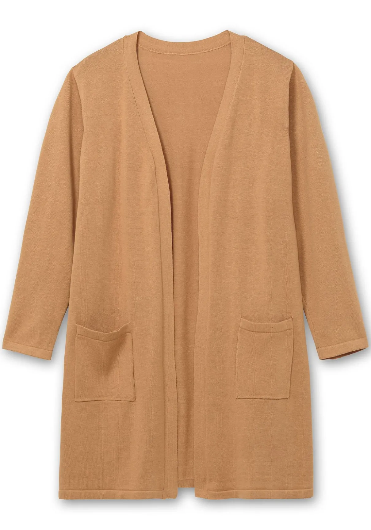 Lange Strickjacke in offener Form, mit Taschen