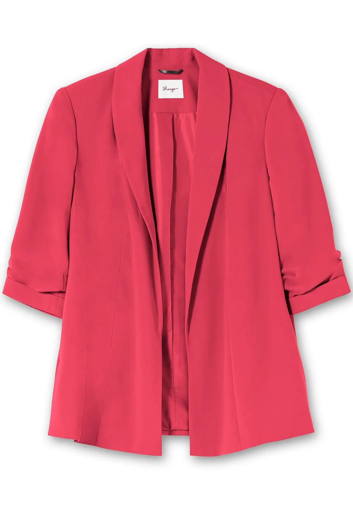 Langer Blazer mit Schalkragen und gerafftem 3/4-Arm