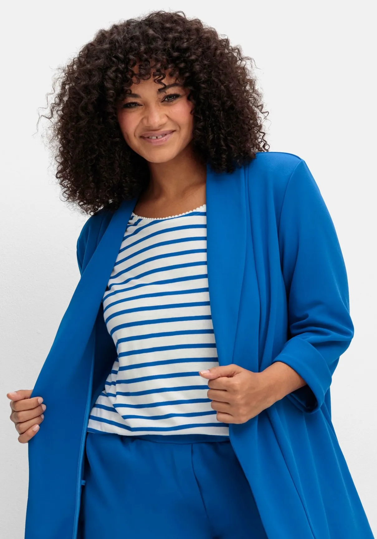 Langer Blazer mit Schalkragen und 3/4-Ärmeln