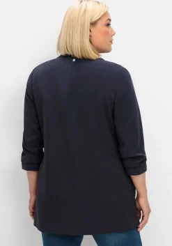 Langer Blazer mit Schalkragen und gerafftem 3/4-Arm
