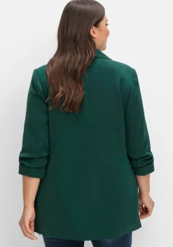 Langer Blazer mit Schalkragen und gerafftem 3/4-Arm