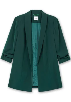 Langer Blazer mit Schalkragen und gerafftem 3/4-Arm