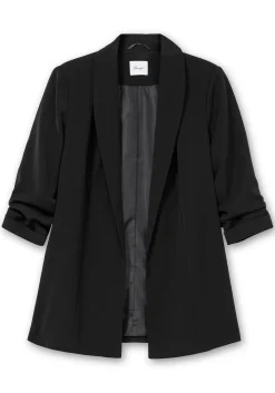 Langer Blazer mit Schalkragen und gerafftem 3/4-Arm