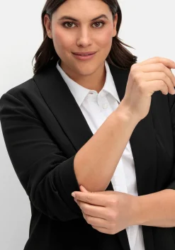 Langer Blazer mit Schalkragen und gerafftem 3/4-Arm