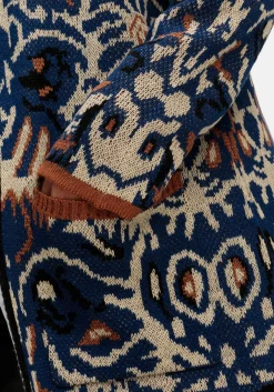 Langer, offener Strickmantel mit Jacquardmuster