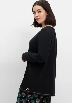 Langes Schlafshirt mit Seitenschlitzen, Rundhalsausschnitt