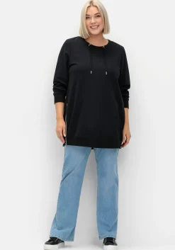 Langes Sweatshirt mit hohen seitlichen Zippern