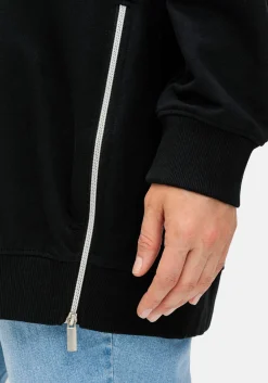 Langes Sweatshirt mit hohen seitlichen Zippern