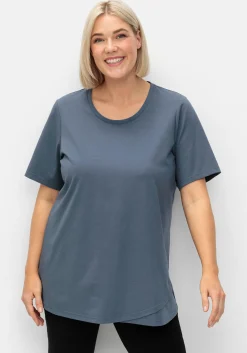 Langes Yogashirt in Lagenoptik, mit Lotusdruck hinten