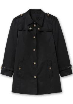 Leicht glänzende Longjacke im Trenchcoat-Stil
