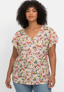 Leicht taillierte Bluse mit kurzen Volantärmeln