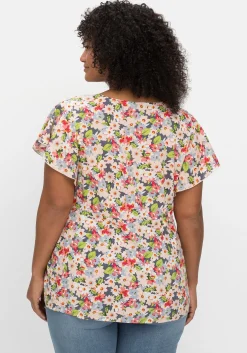 Leicht taillierte Bluse mit kurzen Volantärmeln