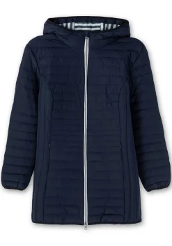 Leicht wattierte Longsteppjacke mit Kapuze