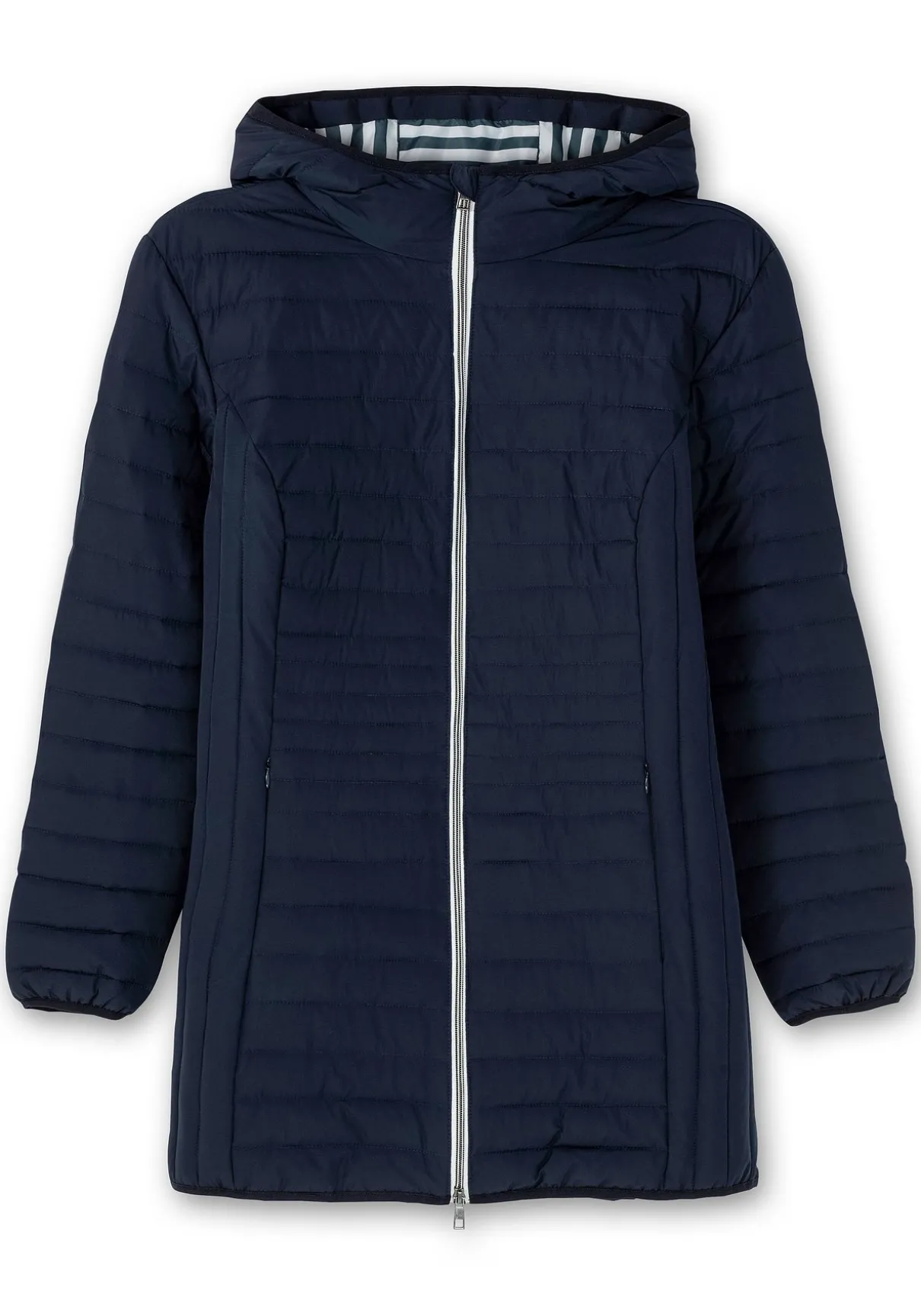 Leicht wattierte Longsteppjacke mit Kapuze