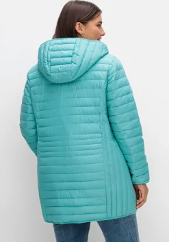 Leicht wattierte Longsteppjacke mit Kapuze