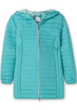 Leicht wattierte Longsteppjacke mit Kapuze