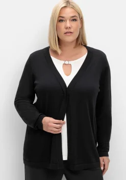 Leichte Feinstrickjacke mit 1-Knopf-Verschluss