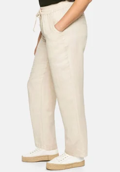 Leinenhose mit elastischem Bund und Bindeband