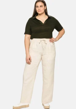 Leinenhose mit elastischem Bund und Bindeband