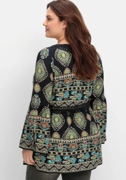 Longbluse im Ethno-Stil, mit Crochet-Spitze