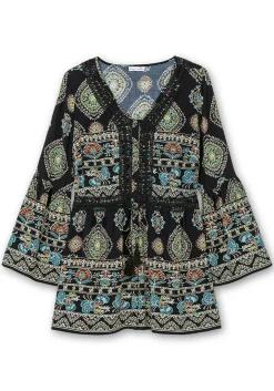 Longbluse im Ethno-Stil, mit Crochet-Spitze