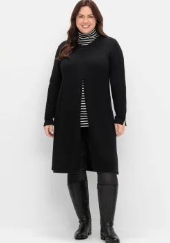 Longpullover in A-Linie, mit langem Schlitz vorn