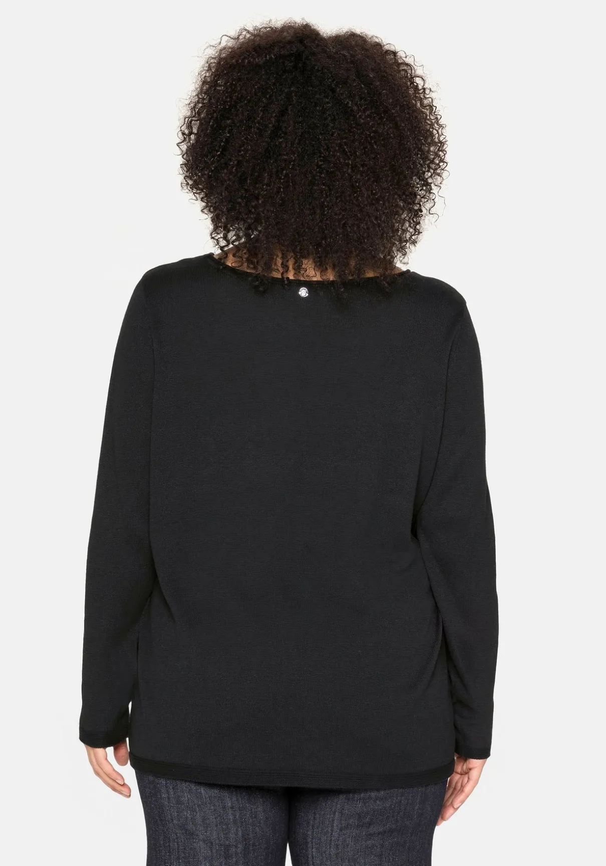 Longpullover mit U-Boot-Ausschnitt und Leinenanteil