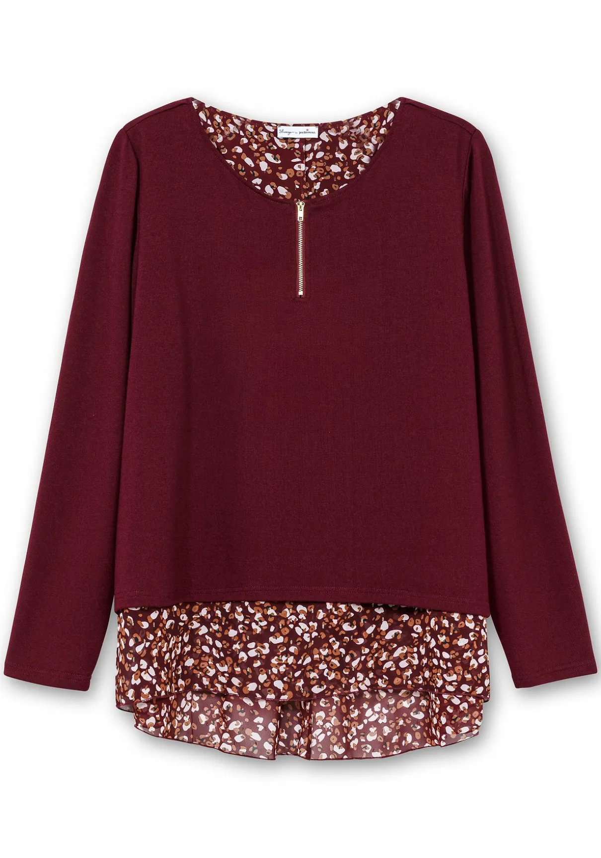 Longshirt aus Feinstrick, mit Chiffonfutter